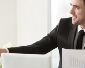 A men checking document