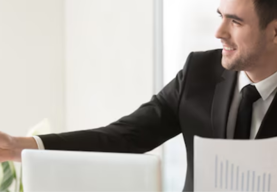 A men checking document